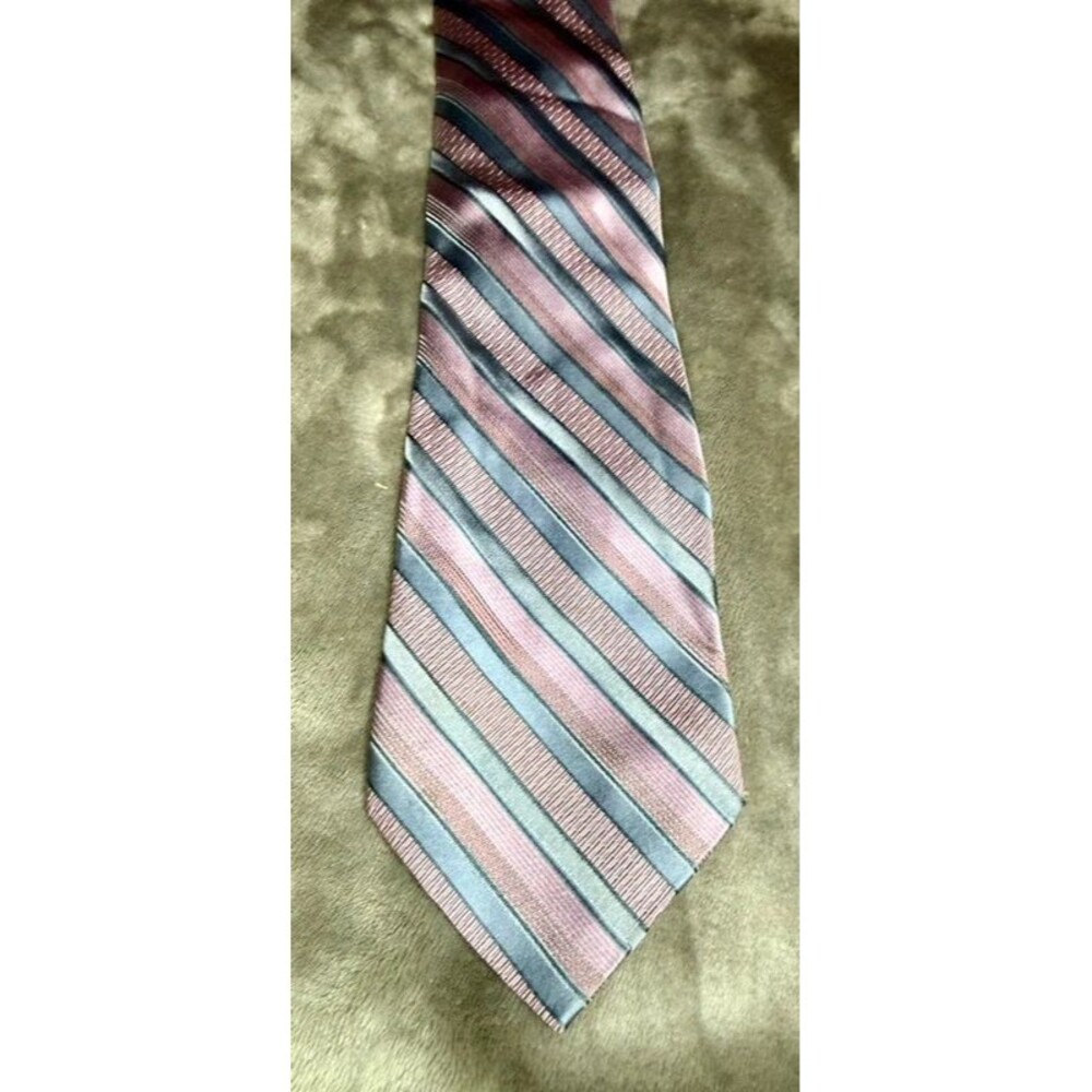 Paul Dione Tie Pink Gray Black Stripe Classic Mens Necktie Formal Office